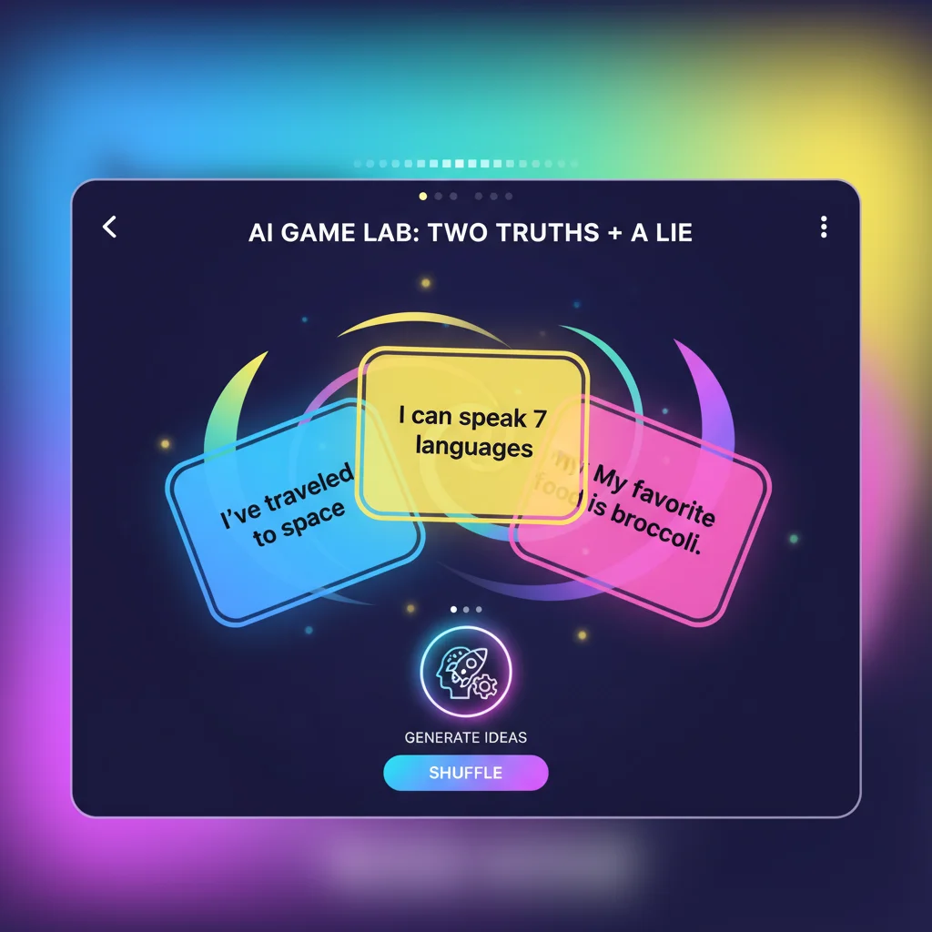 Illustrated two truths and a lie idea generator interface