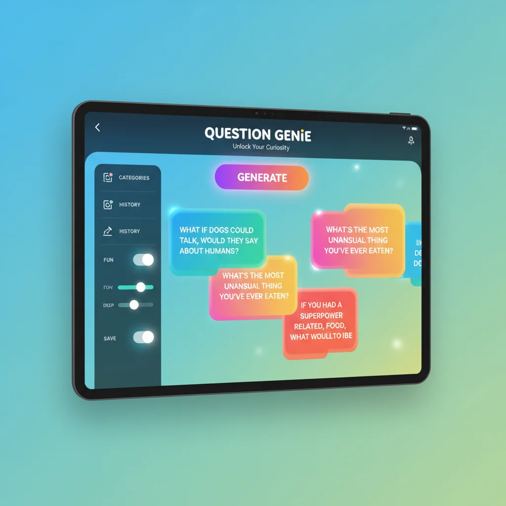 Digital interface showing random question generator tool